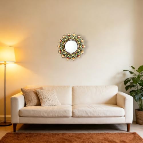 Sunburst Flower Decorative Wall Mirror Mandala Floral Wall Accent Mirror - Image 5