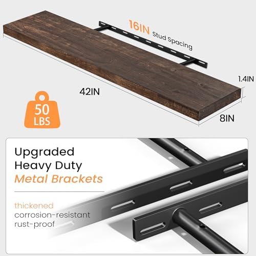 Floating Shelves for Wall, Farmhouse Wooden Shelf for Living Room, Bathroom and - Image 3