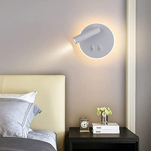 8W LED Wall Lights with 3W Accent Reading Light?Round Wall Wash Lamp with - Image 2