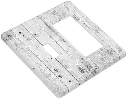 Outlet Covers Rustic White Grey Wood Grain 1 Toggle 1 Rocker Combination - Image 3