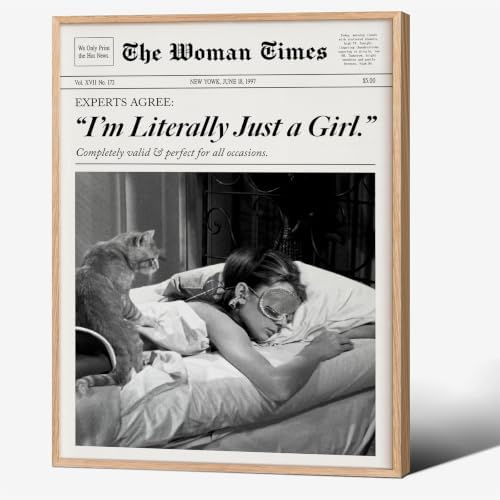 Trendy Newspaper Wall Art 8x10in Wood Grain Frame Fashion Black and White Decor by Unknown