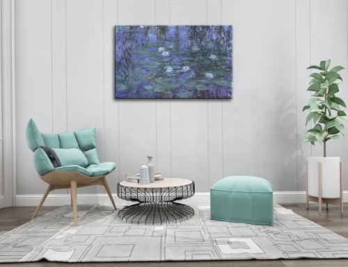 Large Blue Water Lilies by Claude Monet Canvas Wall Art Famous Painting - Image 6