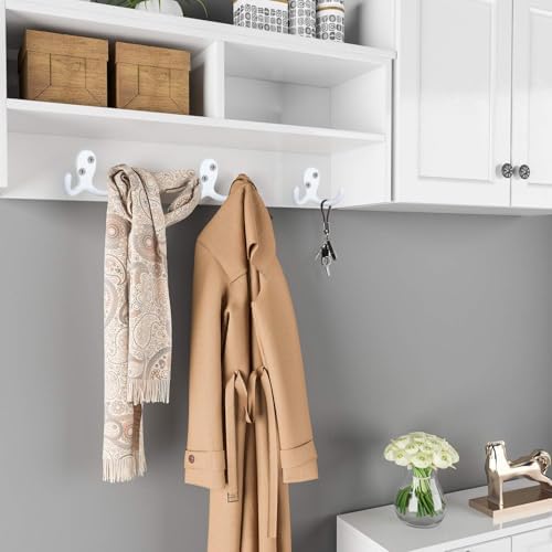 IBosins 20 Pack White Double Prong Coat Hooks Wall Mounted - Image 4