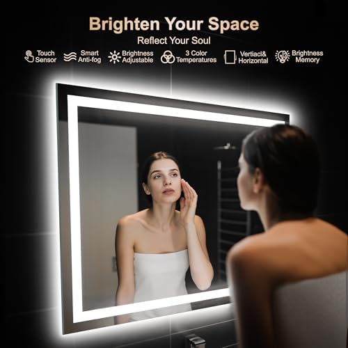 Delma LED Mirror for Bathroom 30x40 Inch, Dimmable Front & Backlit Vanity Mirror - Image 2