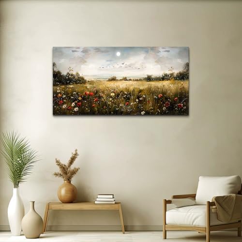 Wapluam Wall Decor For Living Room Canvas Wall Art For Bedroom Wildflower Field - Image 3