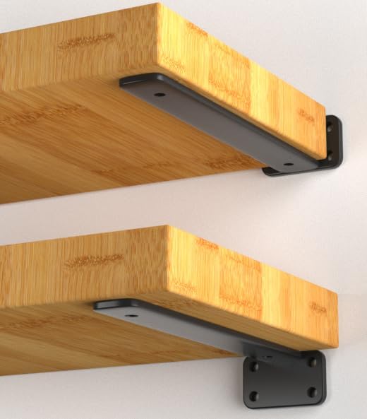 12 Pack - 14 inch Black Hidden L Shelf Bracket Iron Floating Shelf Brackets - Image 3