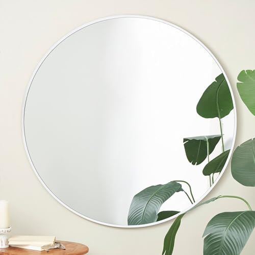 24 Inch White Round Bathroom Mirror - Image 2