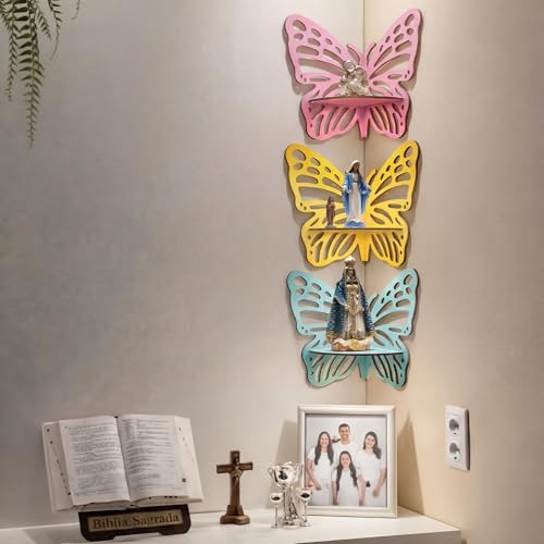 Novabright 3 Pcs Butterfly Floating Corner Shelves Butterfly Wall Mounted - Image 6