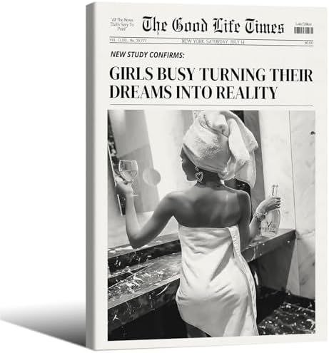 Fashion Black And White Newspaper Wall Art 20x30in Wooden Framed Retro Cocktail by Unknown