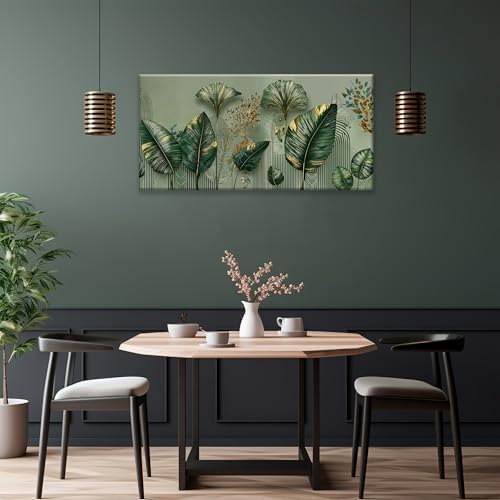 Tropical Green Leaf Accent Canvas Wall Art Decor - Image 4