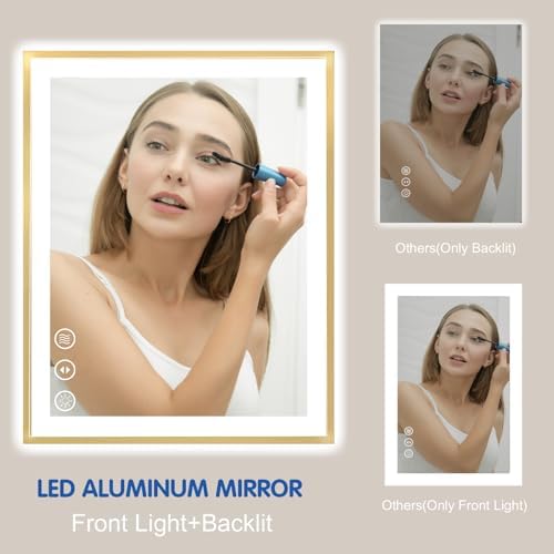 24x36 Inch LED Bathroom Mirror Gold Frame - Image 5