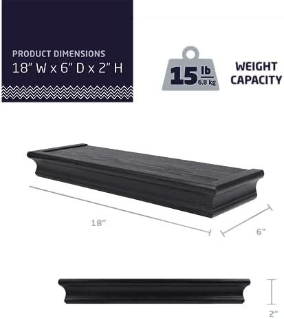 HIGH & MIGHTY 515655 Decorative 18" Floating Shelf Holds up to 15lbs, eCommerce - Image 3