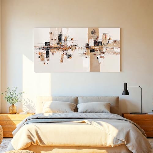 YISXINOAG Beige Abstract Wall Art Industrial Geometric Painting 20"X40" - Image 6