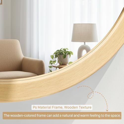 Round Mirrors 24 Inch, Vanity Wall Rustic Natural Circle Tempered Mirror - Image 5