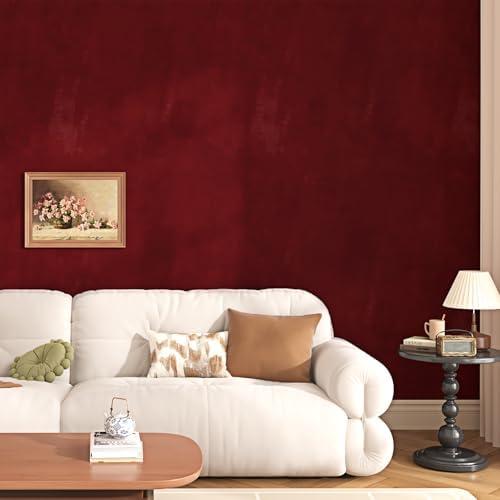Dark Red Velvet Wallpaper Peel and Stick Burgundy Removable Paper - Image 3
