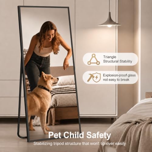 Simple Deluxe 68"x25" Full Length Black Aluminum Alloy Floor Mirror, Leaner or - Image 4
