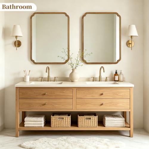 HOMECOOKIN Wood Bathroom Mirror - Image 4