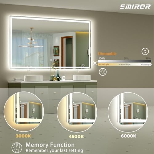 SMIROR 60x36 LED Lighted Bathroom Vanity Mirror - Image 4