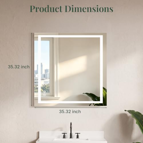 LED Bathroom Mirror with Lights, 36x36 Inch Wall Vanity Mirror - Image 2