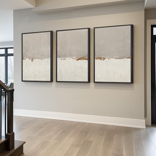 Large Framed Modern Taupe Abstract Wall Art - Image 7