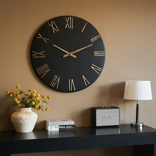 Oversized Modern Wall Clock, 30 inch, Matte Black, Quartz Movement - Image 3