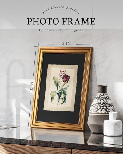 VIYYIEA Vintage Gold Framed Wall Art, Aesthetic Botanical Red Tulip Canvas - Image 2