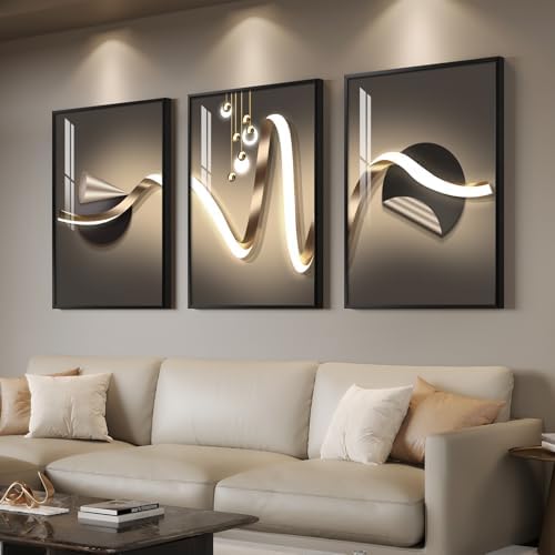 Cuspin Large Modern Luxury Black and Gold Wall Art, 3 Piece 24x36 In - Image 2