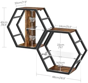 CHOEZON 18.9 inch Gaming Floating Shelves, Hexagon Shelves - Image 2