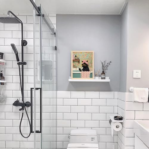 ICHZUMW Framed Funny Black Cat in Bathtub Canvas Bathroom Wall Art 8x10 In - Image 3