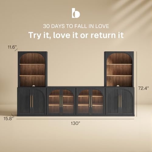BELLEZE Jagger 130" Wall Unit 5-Piece Modular TV Stand - Image 2