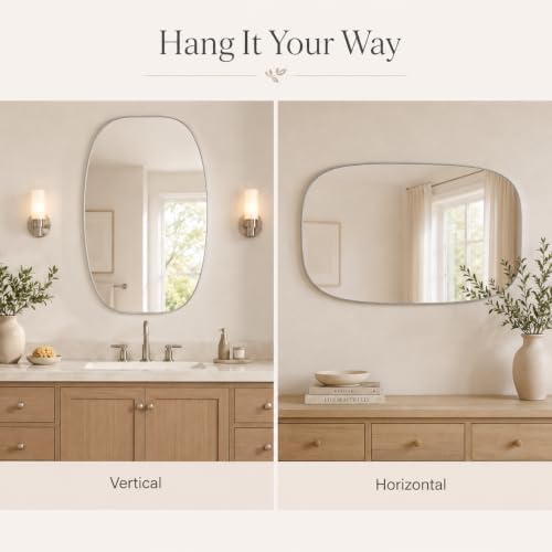 USHOWER Silver Oval Bathroom Mirror 30x48 Inch - Image 6