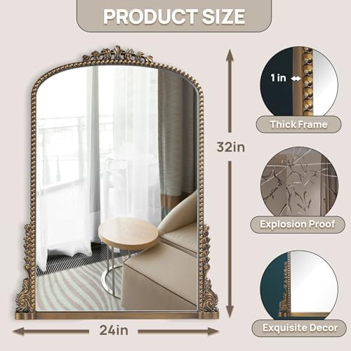 24"X32" Vintage Baroque Wall Mirror - Image 2