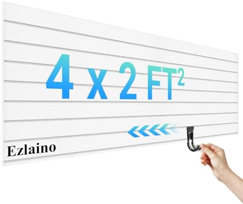 Ezlaino Slatwall 4 FT x 2 FT, PVC Slat Wall Paneling Garage Wall Organizer by Ezlaino