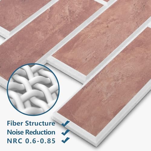 16-Pack 3D Faux Brick Acoustic Wall Panels, 11.8" x 11.8" Peel and Stick PET - Image 3