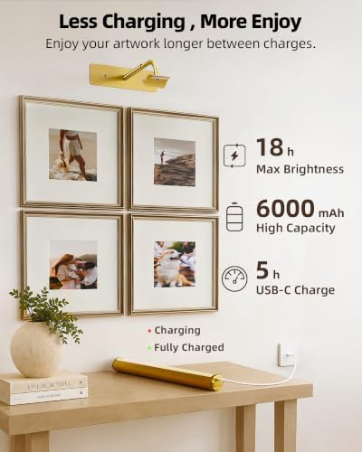 EZVALO 16‘’ Picture Lights for Wall, 6000mAh Rechargeable Art Lights - Image 2