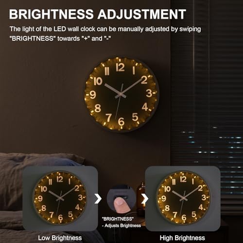 JoFomp Green Wall Clocks Battery Operated Night Glow, 12 Inch Sound Control - Image 4