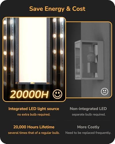 EDISHINE 2 Pack Modern LED Outdoor Wall Lights, 39.3" Linear Black Sconce - Image 3