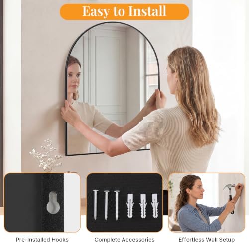Sweetcrispy 30"x38" Arched Bathroom Mirror, Bathroom Mirrors - Image 6