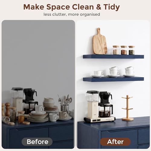 fuqing 20 Inch Floating Shelves, 6.7 Inch Deep Blue Wall Shelves Set of 2 - Image 7