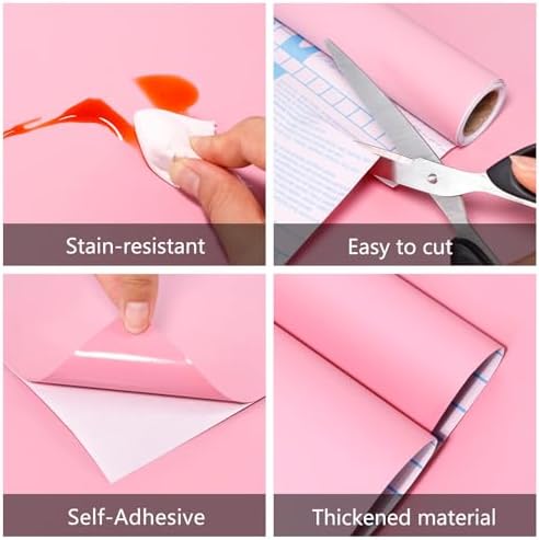 Pink Peel and Stick Wallpaper 15.7"x472" Solid Colour Contact Paper Modern - Image 2