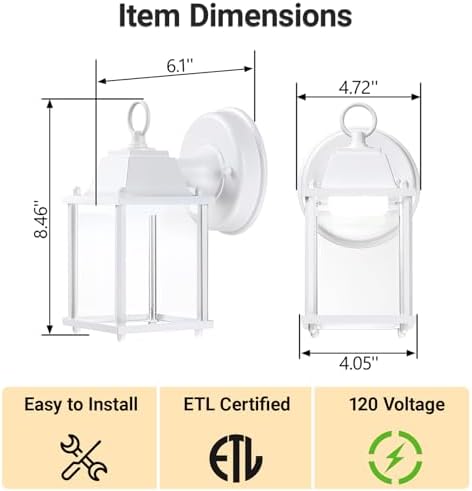 LIT-PaTH Outdoor Wall Light Fixture, LED 5000K, 2 Pack - Image 6