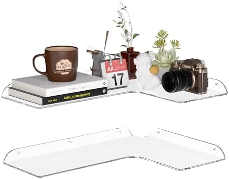 Sezanrpt 11.4x16 Inch Acrylic Corner Floating Shelf Set of 2, Security Cameras by Sezanrpt