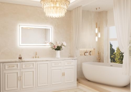 TETOTE Led Bathroom Mirror 40 x 24 Inch, Beveled Lighted Bathroom Vanity - Image 2