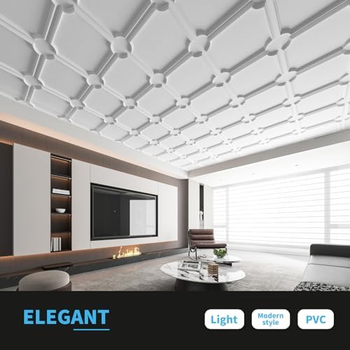 Art3d 3D Textured PVC Drop Ceiling Tiles, 2 x 2 ft - Image 2