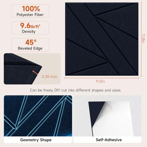 TO-TH Acoustic Panels Peel and Stick Soundproof Wall Panel 12Pack - Image 2