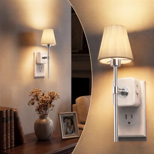 L LOHAS LED Night Lights Plug into Wall, Pleated Fabric Cover Night Light by LLOHASLED