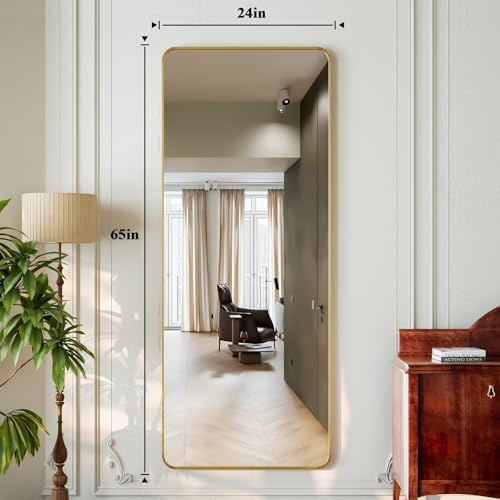 XRAMFY 65"x24" Floor Full Length Mirror Standing Full Body Rounded Corner - Image 3