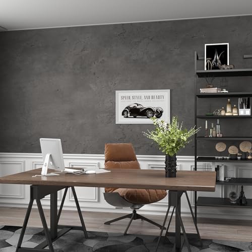 3yecao 24"×354" Wide Thick Dark Grey Black Concrete Wallpaper Peel and Stick 3D - Image 5