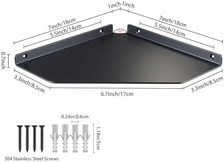 8 Inch Black Floating Corner Shelf Wall Mounted, Triangle Storage Shelf - Image 3