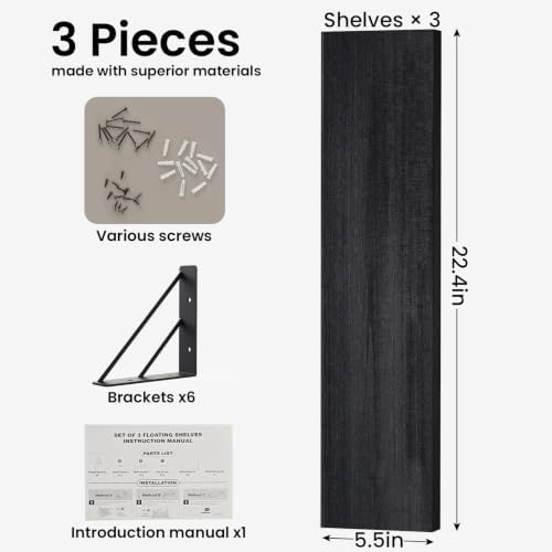 BAYKA 22.4 Inch Long Wall Mounted Floating Shelves - Image 2